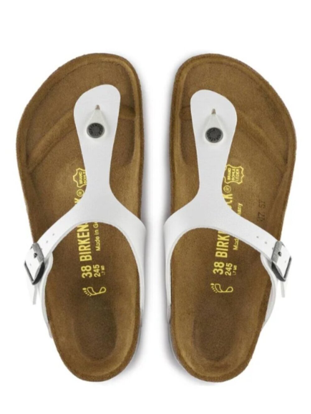 Birkenstock White Gizeh Birko-Flor Thong Sandals - 36 (regular width)